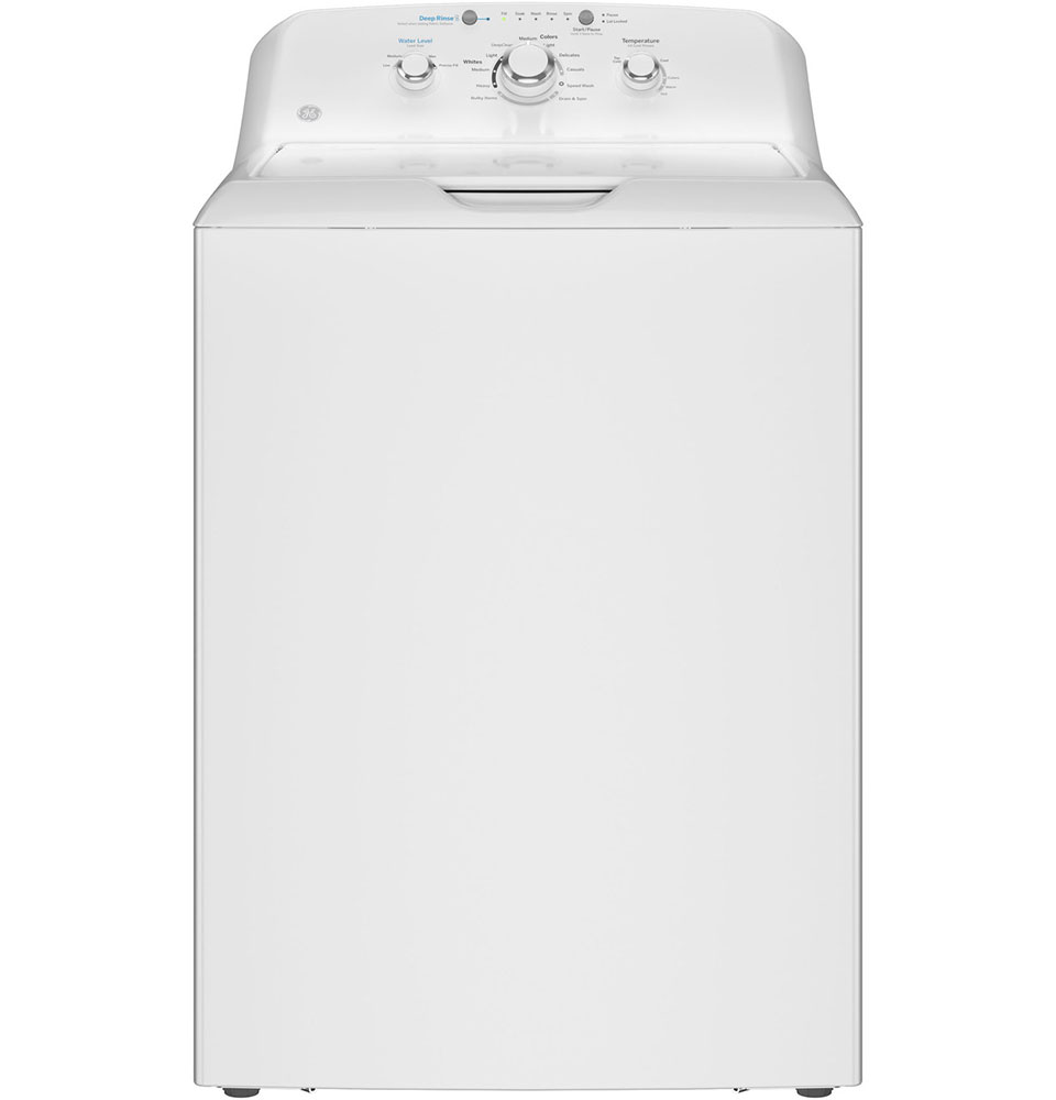 Front View of GE Top Load Washer in White