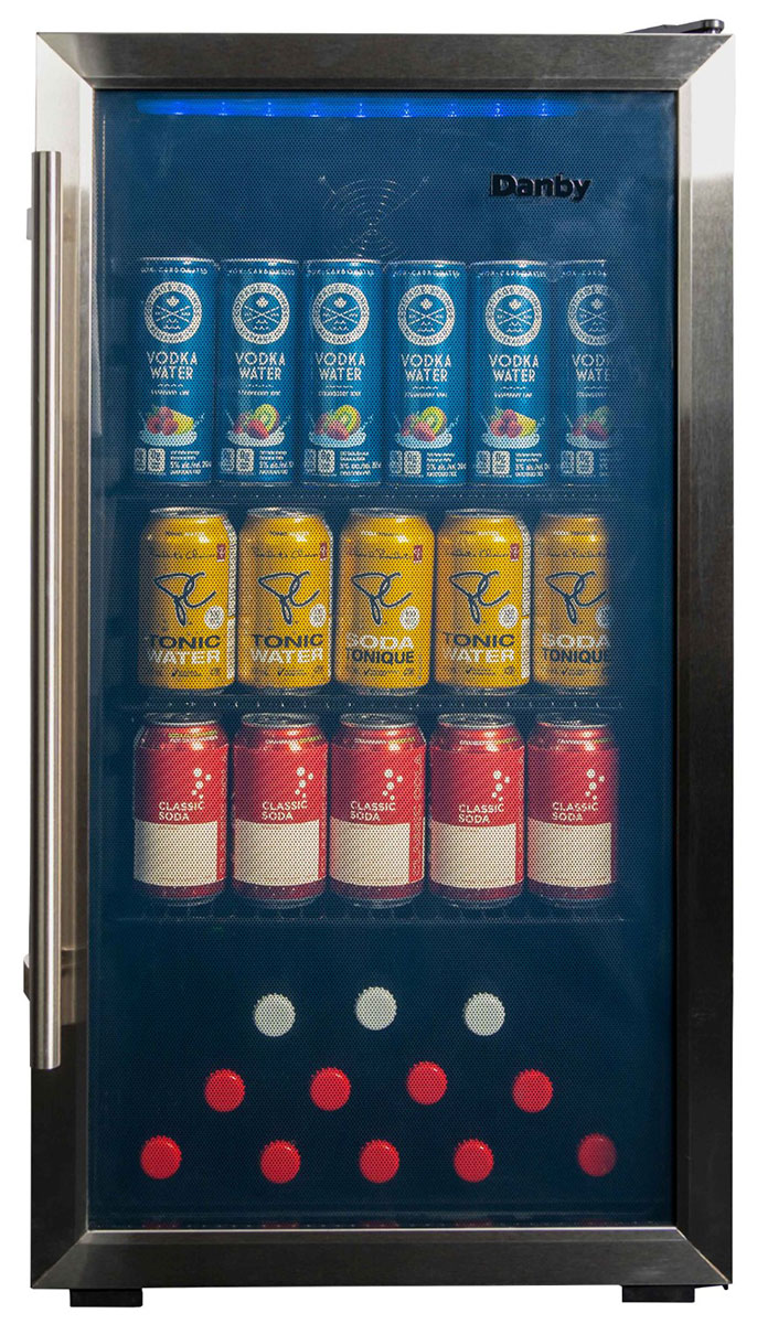 Front of beverage center with Stainless Frame.
