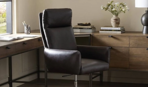 Four Hands Canon Desk Chair in Stax Rust Fabric - 238207-003