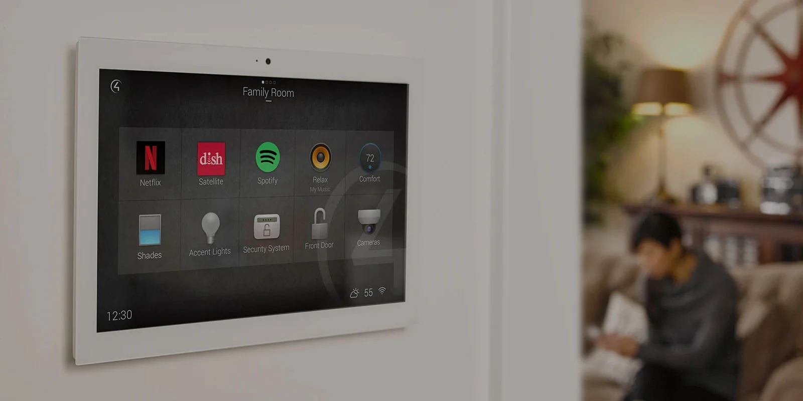 Smart home automation controls in a modern living space