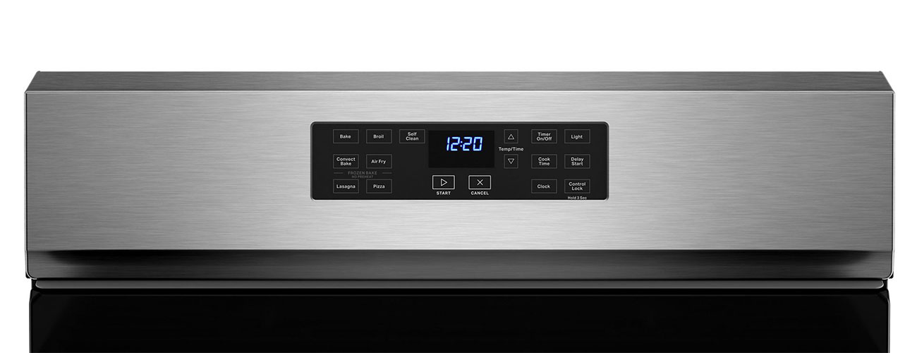 Front view of control panel