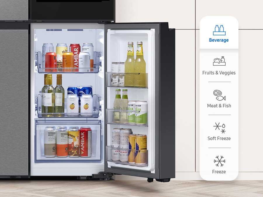 Flex Zone view of Samsung Bespoke Refrigerator