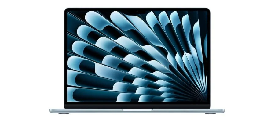 The Sky Blue MacBook Air M4 against a white background