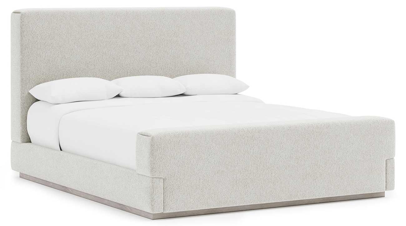 Angled view of Bernhardt Tempo Upholstered Panel Footboard and Side Rails
