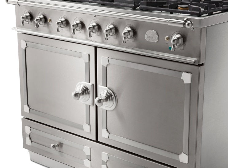 La Cornue CornuFe 110 43 In. Stainless Steel With Satin Chrome Trim Dual Fuel Range - C1IN