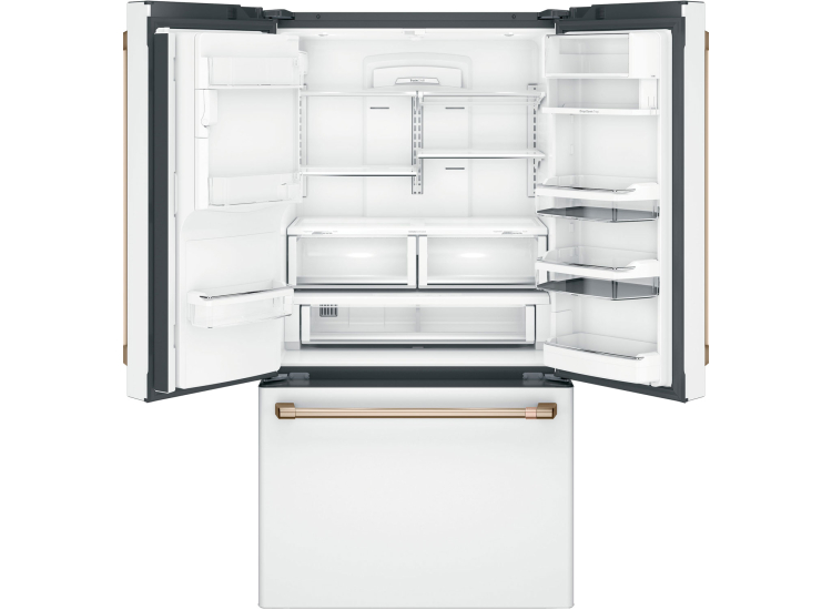 Cafe 22.1 Cu. Ft. Counter-Depth French-Door Refrigerator 36-Inch Wide ADA in Matte White with Brushed Bronze Hardware - CYE22TP4MW2