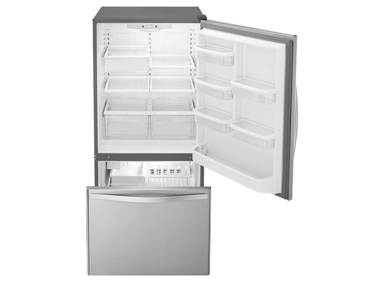 Whirlpool 22 Cu. Ft. Bottom-Freezer Refrigerator 33-Inch Wide in Stainless Steel - WRB322DMBM