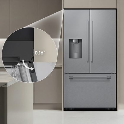 Zero clearance fit refrigerator in kitchen space