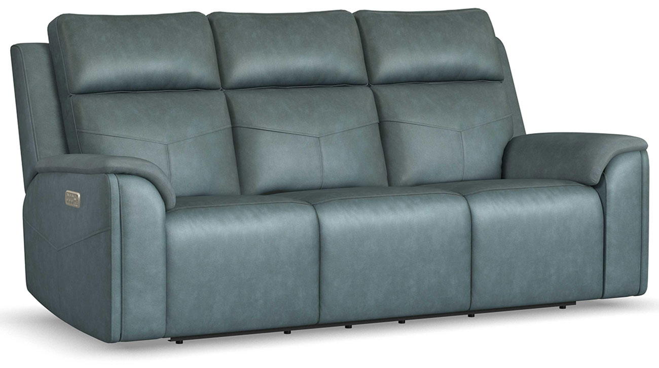 Angled view of Flexsteel Vernon Power Reclining Sofa in Admiral