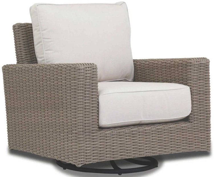 Large image of Sunset West Coronado Club Swivel Chair in Driftwood | Canvas Flax Sunbrella