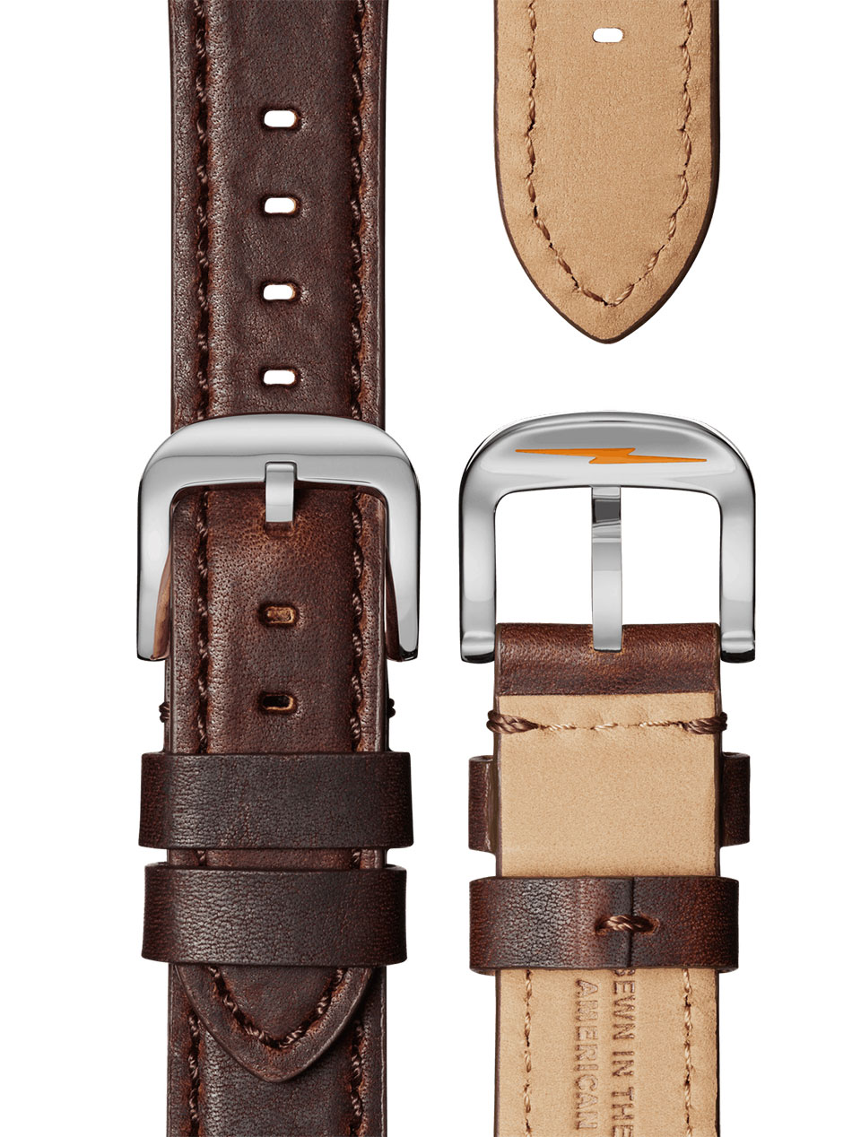 View of the Shinola The Runwell Cattail Leather Strap's Front And Back