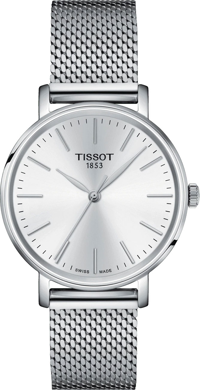 Tissot Everytime Lady Silver Dial & Mesh SS Bracelet Watch, 34mm - T143.210.11.011.00