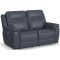Flexsteel Sawyer Blue/Gray Leather Power Reclining Loveseat w/ Power Headrests & Lumbar