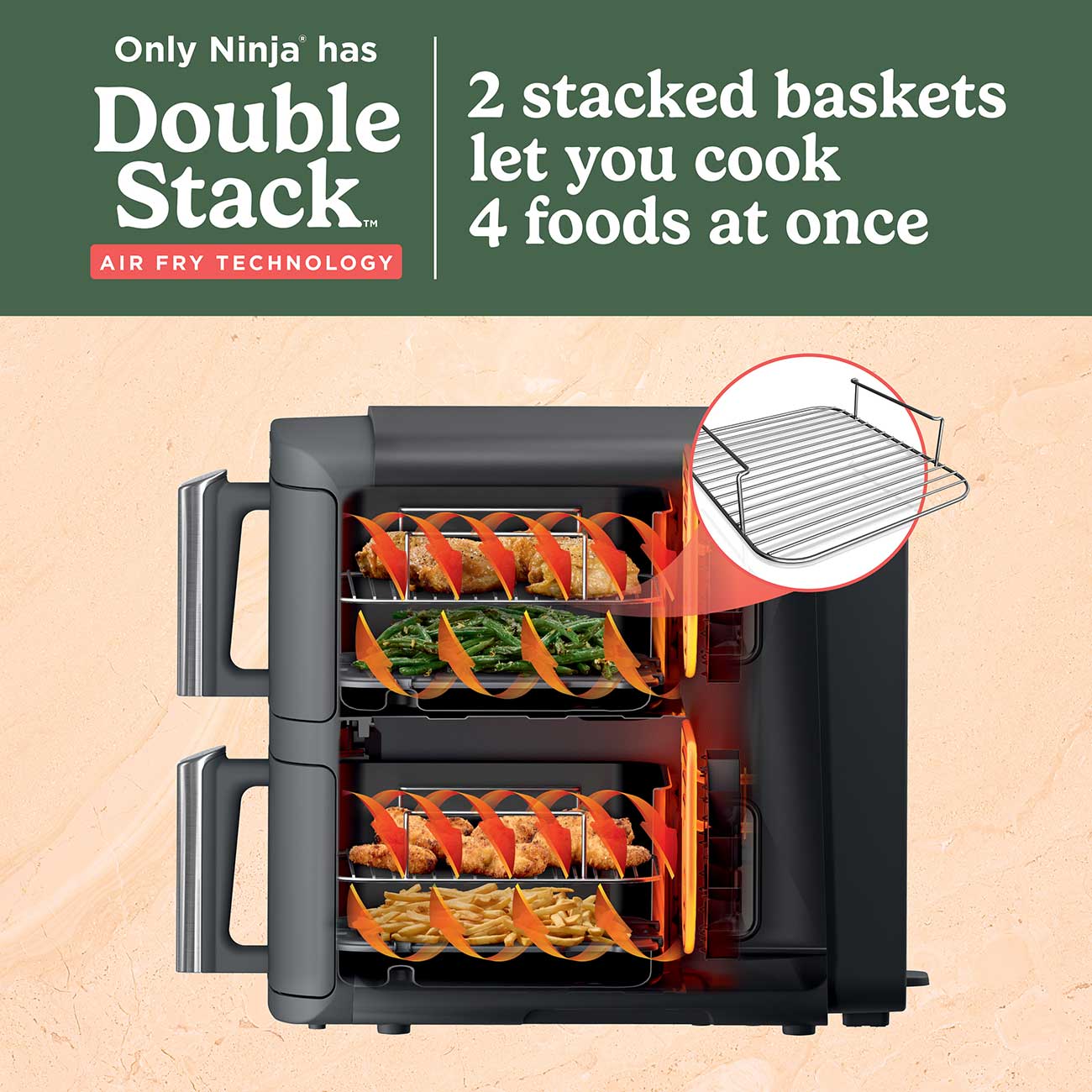 DoubleStack XL 2-Basket 10-Qt. Air Fryer Double Stack Technology
