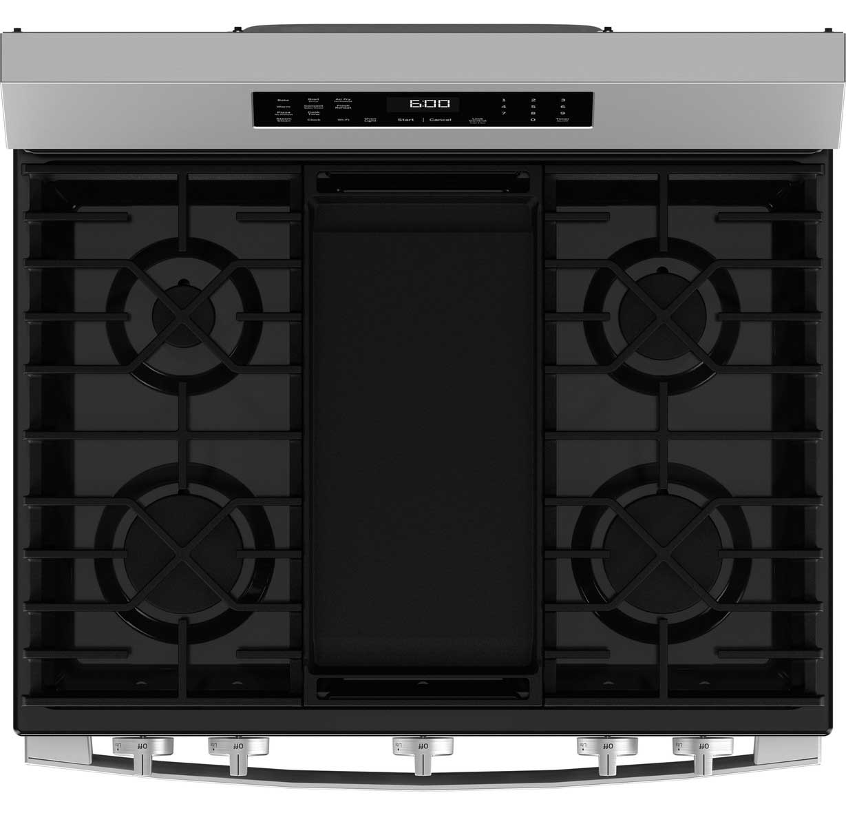 Top View of GE Gas Range Cooktop
