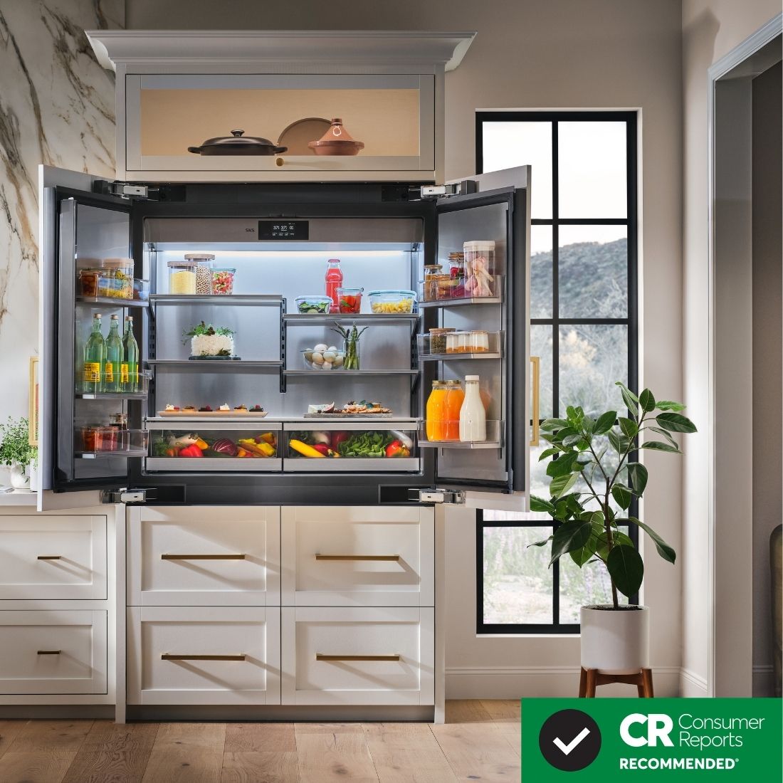 Signature Kitchen Suite 48 inch built-in French door refrigerator in a luxury kitchen