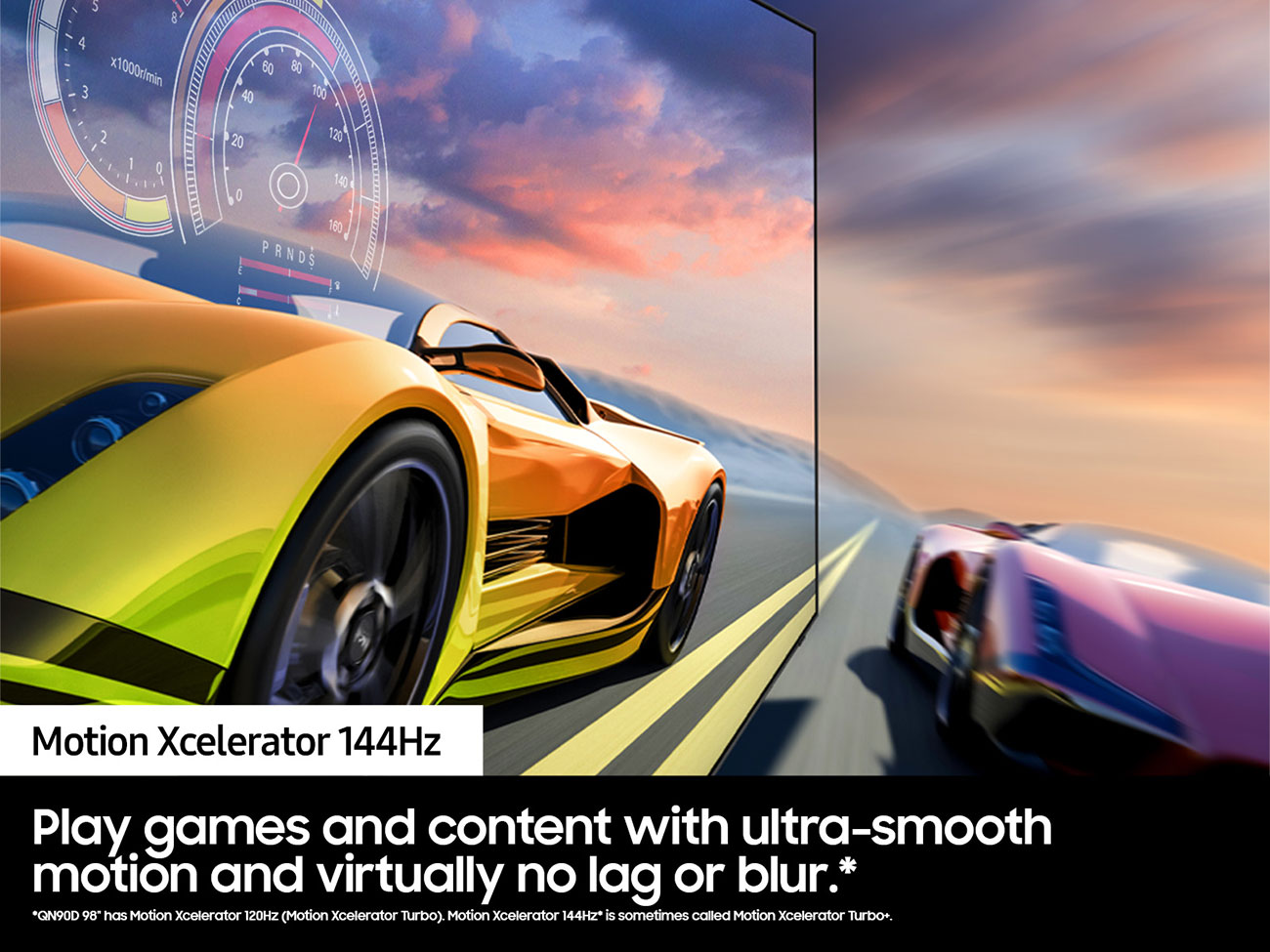Informative View of Samsung Neo QLED 4K TV Motion Xcelerator 144Hz Feature