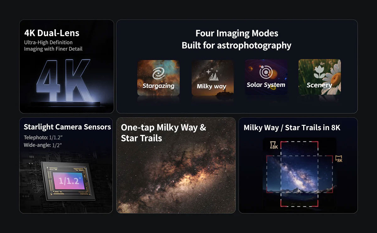Seestar S30 Pro compact dual-camera smart telescope.