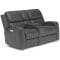 Flexsteel Linden Gray Leather Power Reclining Loveseat with Console & Power Headrests & Lumbar