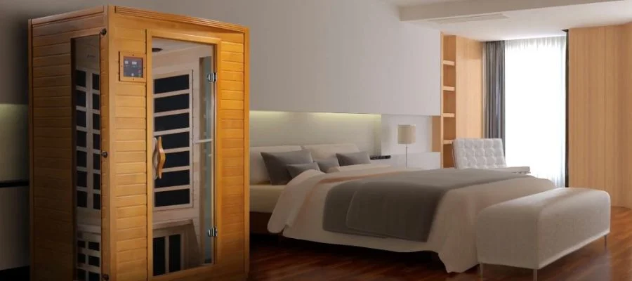 A infrared sauna in a traditional master bedroom