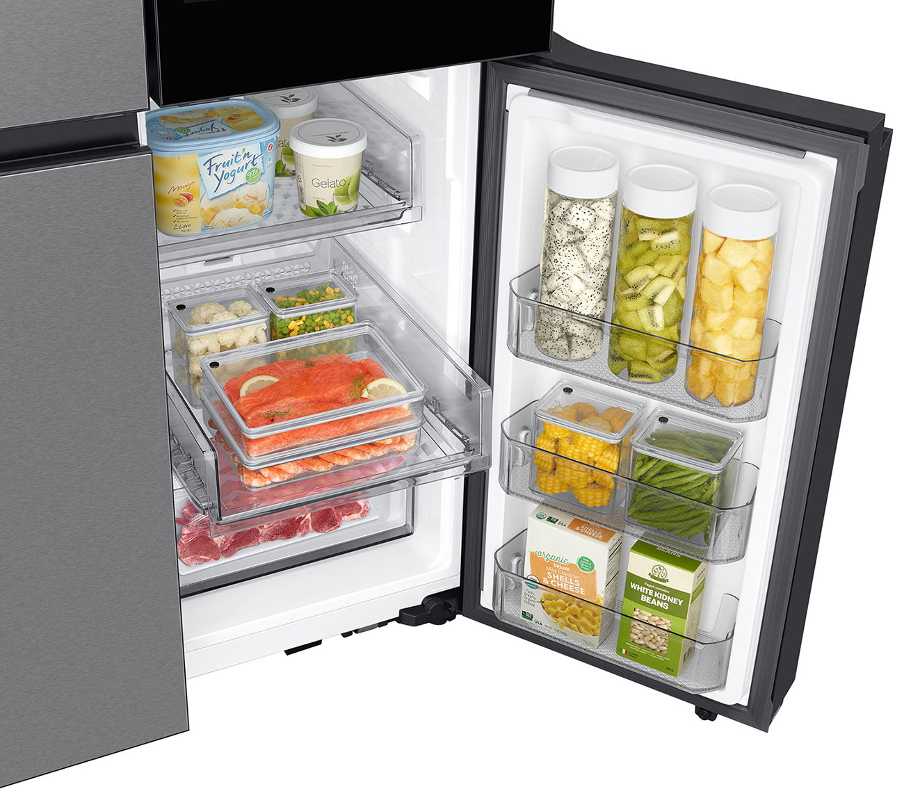Bottom right open view of Samsung Bespoke Refrigerator