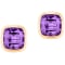 Goshwara Manhattan Cushion Bezel Set Studs with Amethyst in 18K Yellow Gold