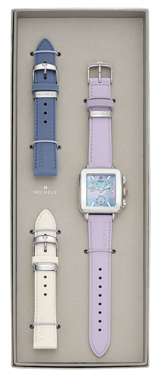 View of Michele Watch Gift Set in packaging