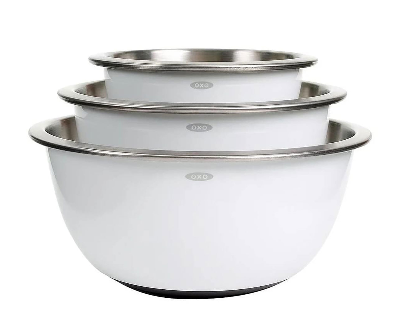 OXO Good Grips 3-Piece Stainless Steel Mixing Bowl Set in White - 1107600