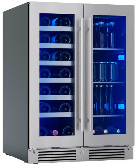 Main Front View of Zephyr Wine Beverage Cooler in Stainless Frame