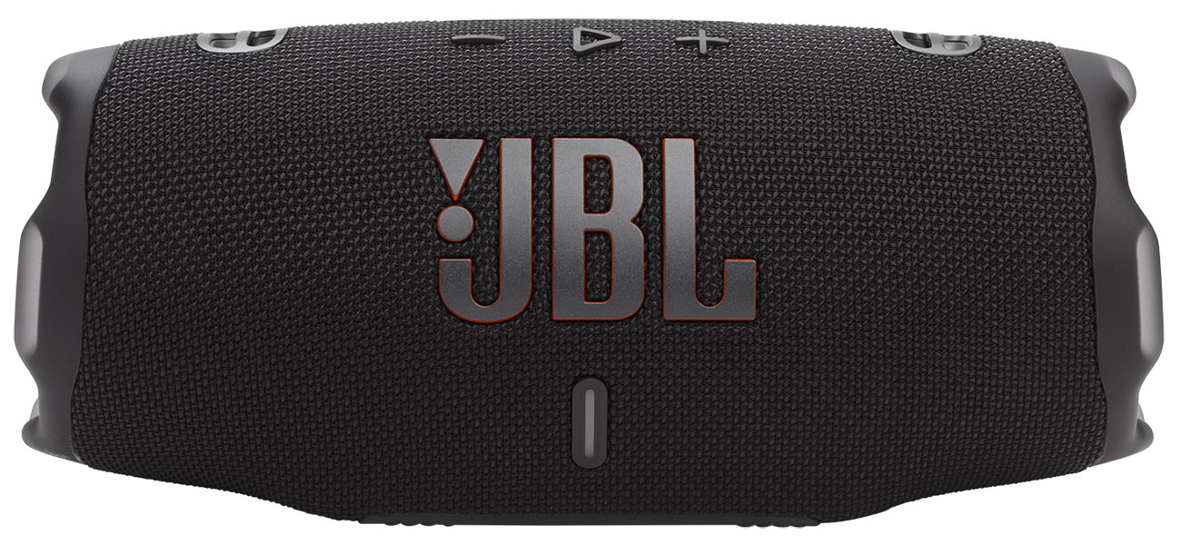 Front JBL Charge 6 Portable Bluetooth Speaker In Black Finish