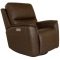 Flexsteel Henry Power Swivel Gliding Recliner with Power Headrest|Lumbar|Heat|Massage in Burnt Umber Leather
