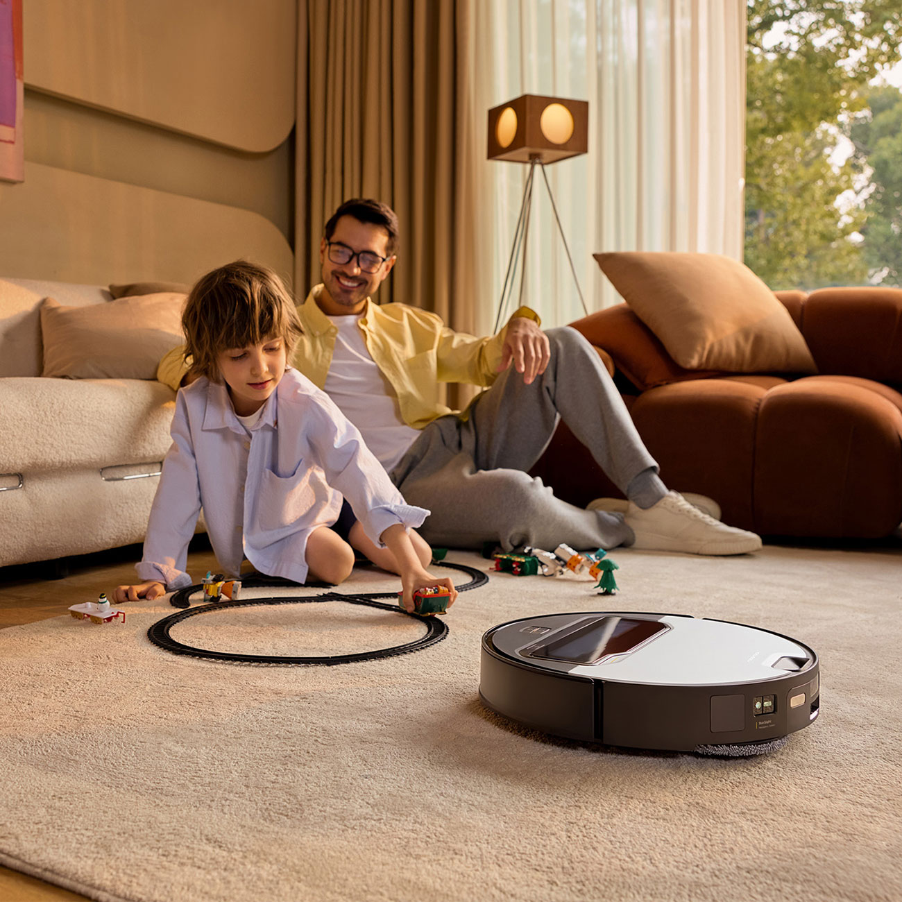 Lifestyle View of Robot Vacuum on Carpet