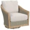 Sunset West Cambria Swivel Club Chair in Coastal Teak | Latte Weave | Canvas Canvas Sunbrella