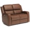Flexsteel Linden Brown Leather Power Reclining Loveseat with Power Headrests & Lumbar