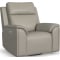 Flexsteel Vernon Power Swivel Gliding Recliner with Power Headrest, Lumbar, Heat and Massage in Dove Grey Fabric