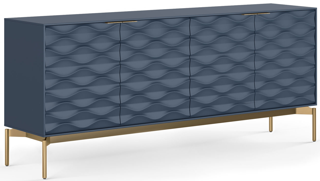 BDI Storage Credenza Ripple in Ocean with Brushed Brass Finish