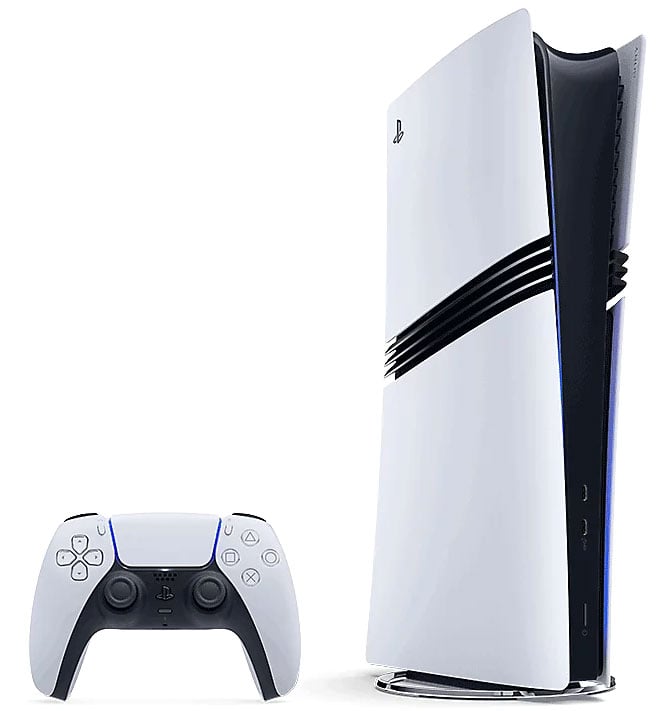 Dynamic View Of The Sony PlayStation 5 Pro Game Console In White Finish
