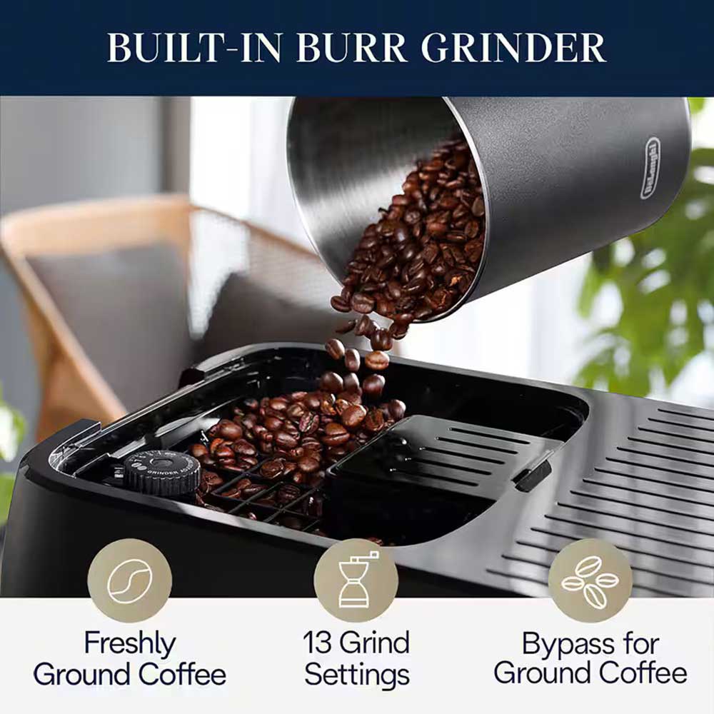 Magnifica Plus Automatic Espresso Machine Grinder Detail