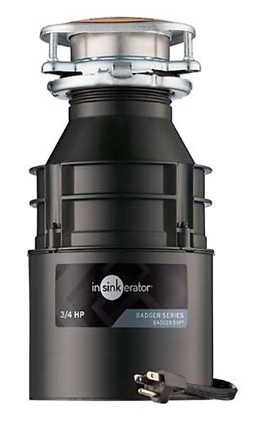 Front view of Badger 5XP 0.75 HP Garbage Disposal with Cord