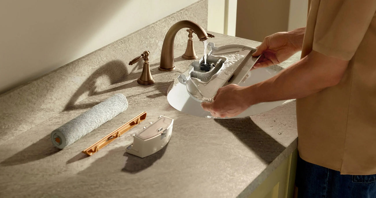 View of Roborock Robot Vacuum being cleaned