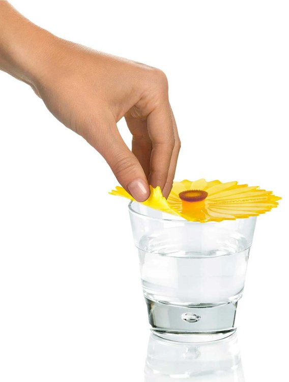 Large image of Charles Viancin 4" Set of 2 Sunflower Silicone Drink Covers