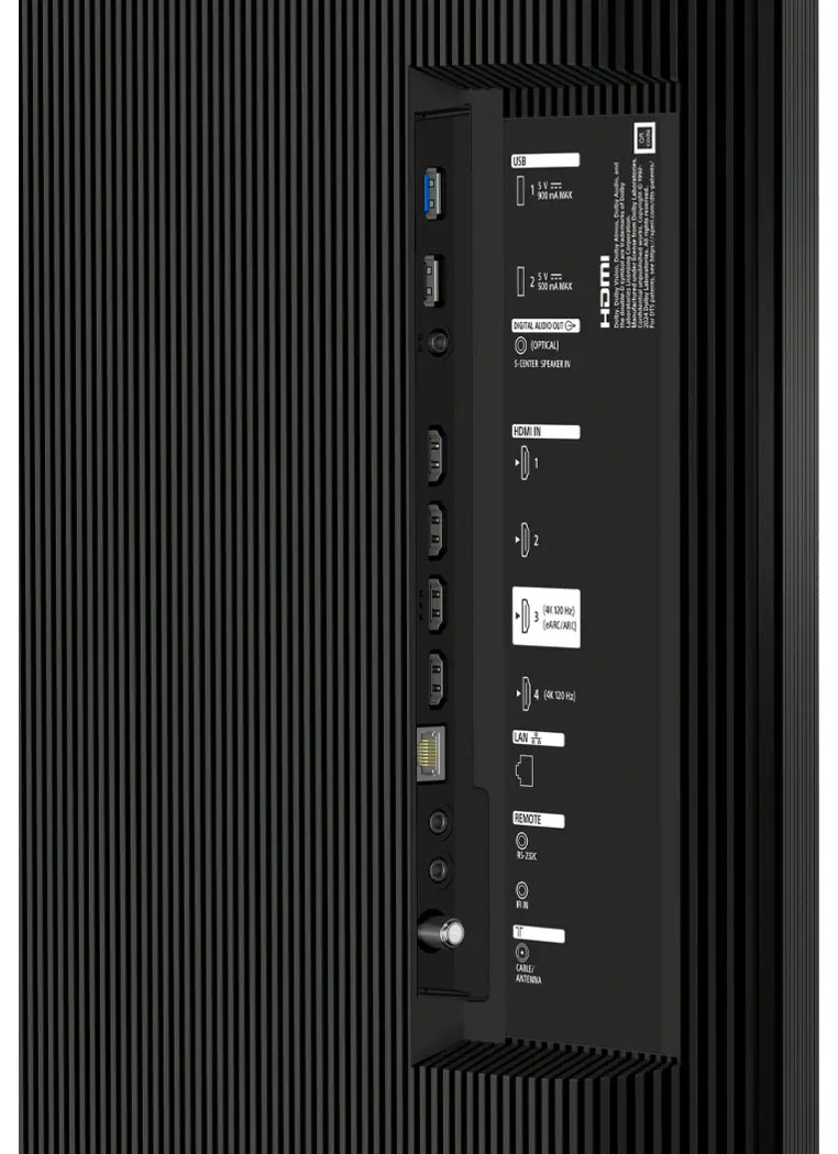 Inputs Closeup View of Sony TV