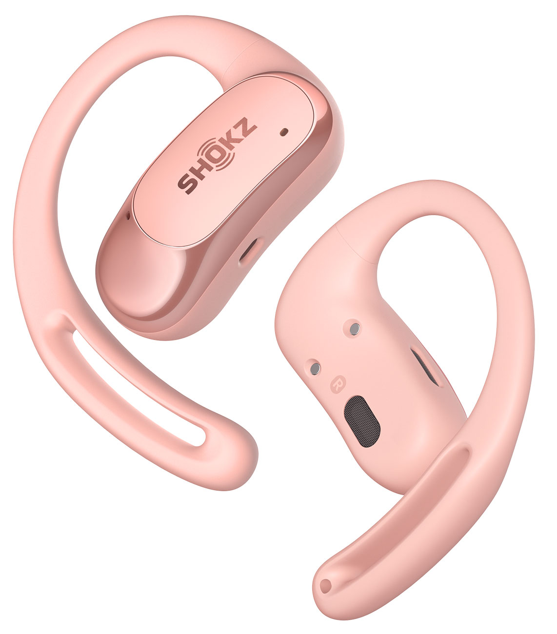 Front and Rear View of Shoks Open-Ear Earbuds