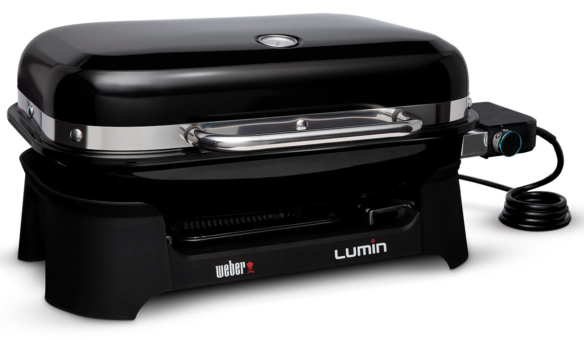 Weber Portable Grill Turned to the Left with Closed Lid
