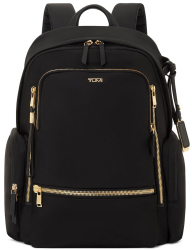 TUMI VOYAGER BACKPACK blue nylon travel medium gold hardware blue pockets TUMI Voyageur Celina Backpack in Indigo | Light Gold  main image 3