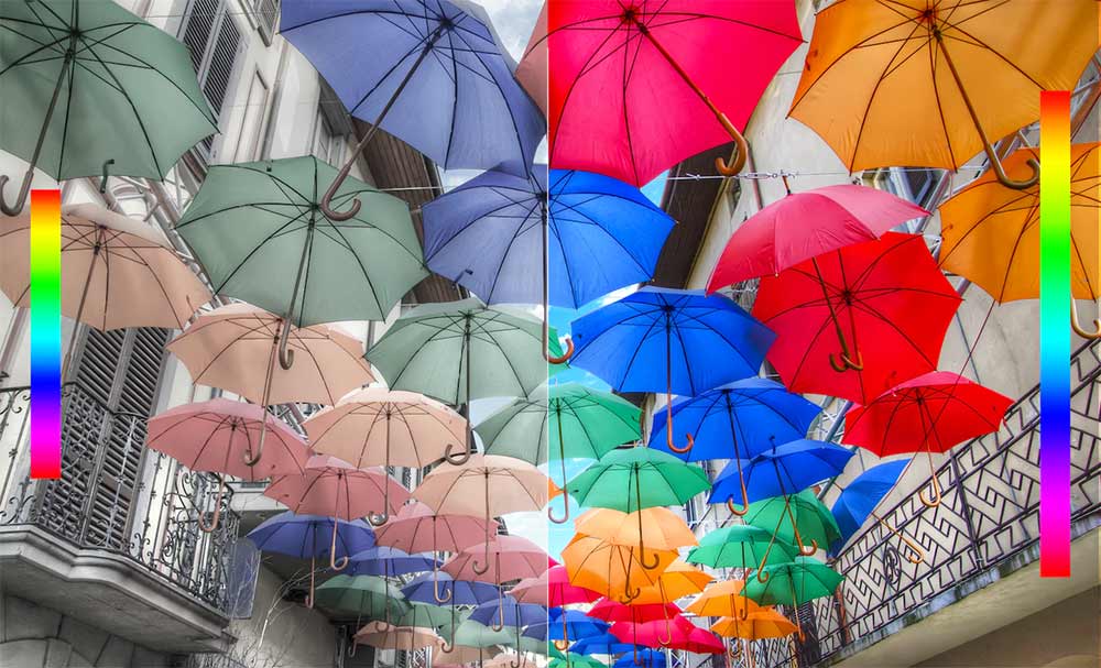 Colorful pciture of umbrellas used to show color bit depth