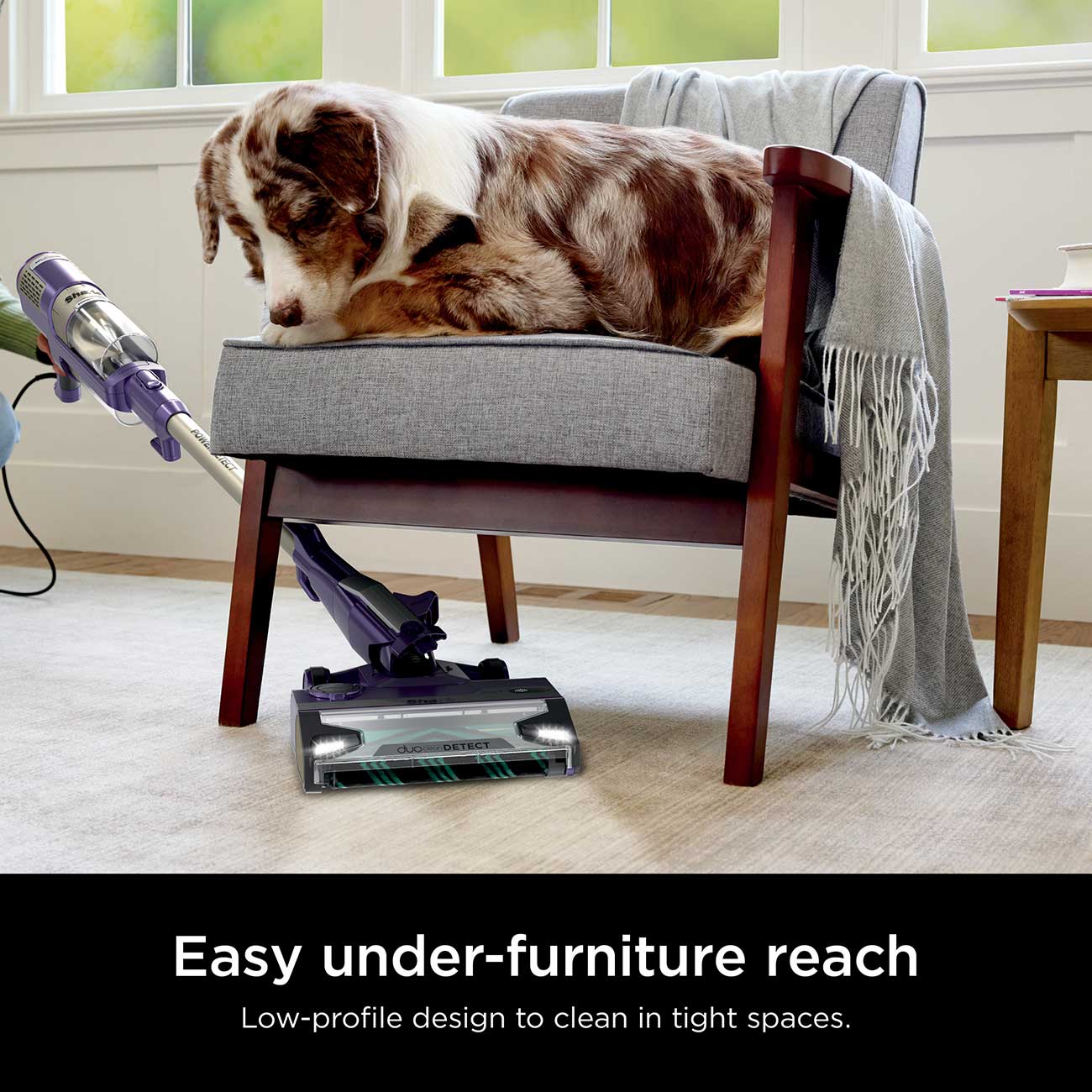 Shark PowerDetect Ultra-Light Corded Stick Vacuum Under Furniture Detail