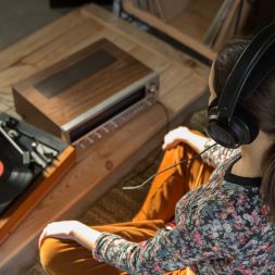 Girl listening to headphones