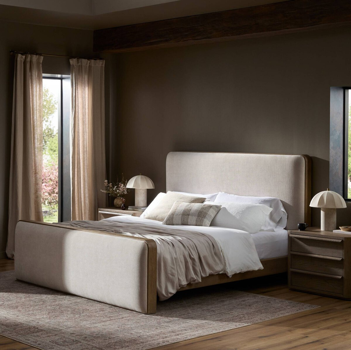 Alternate view of Four Hands Pierce Bed - Queen - in Holland Sand&amp;#xA0;Fabric - 249200-001