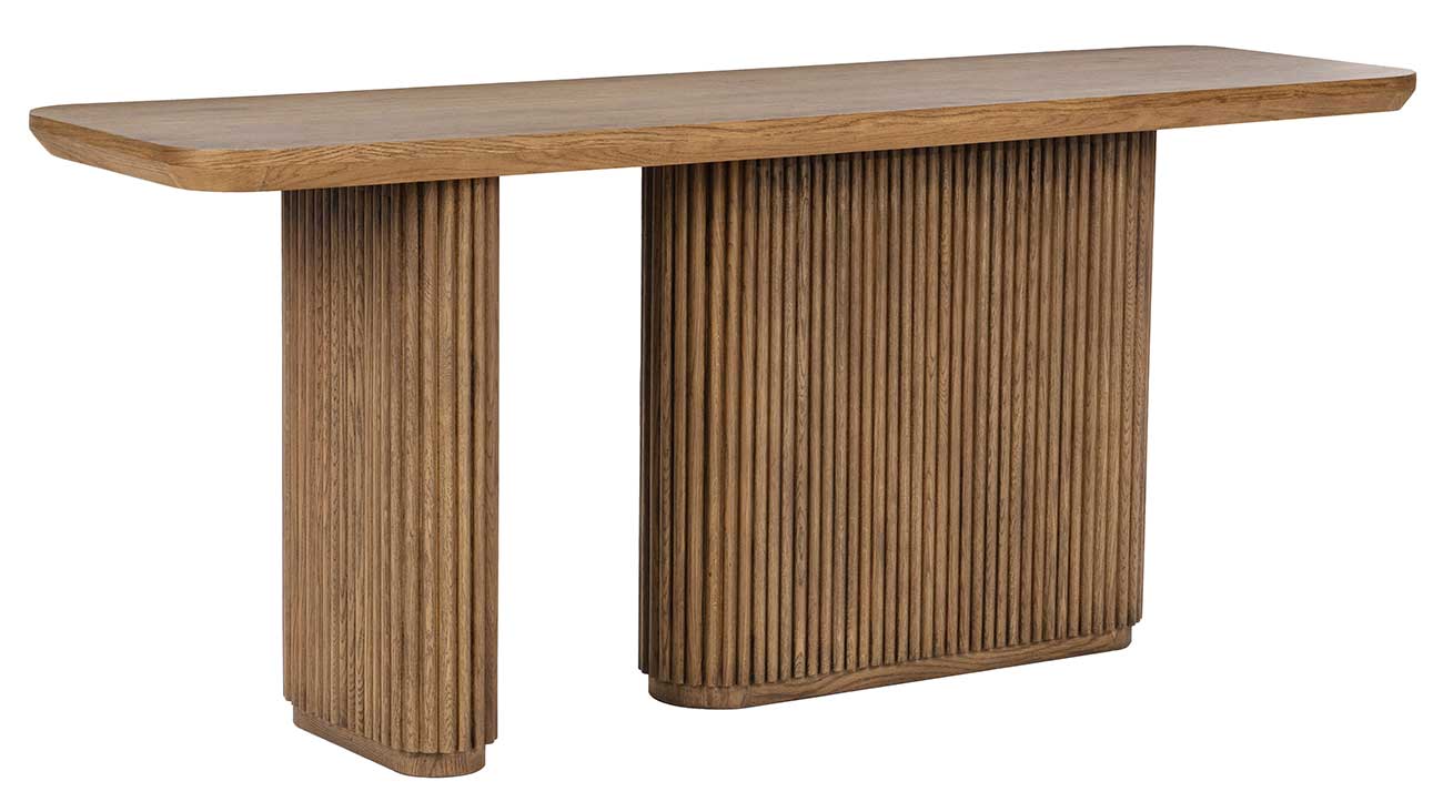 Classic Home Vander Solid Wood Rectangle Console Table in Tawny Brown